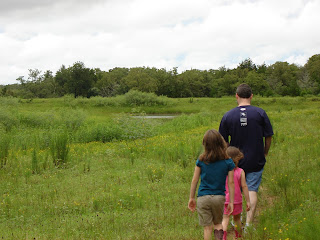 Walking to back pond