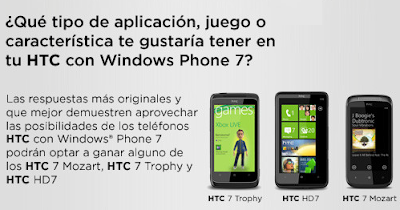 premios terminal HTC HD7 , Un terminal HTC Mozart Un terminal HTC Trophy promocion HTC España 2011
