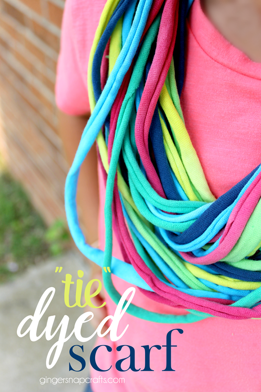 Tie Dyed Scarf at GingerSnapCrafts.com #scarfweek2015