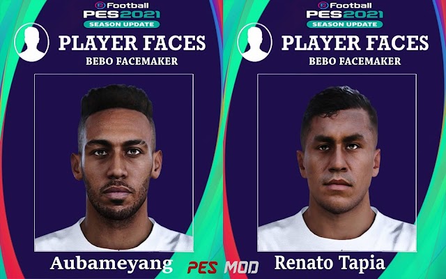 PES 2020 / PES 2021 Faces Aubameyang & Renato Tapia By Bebo