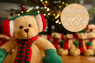 Oso de peluche con mensaje de Feliz 2014 gratis para compartir en facebook