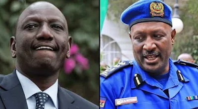 DP William Ruto and Police IG Hillary Mutyambai . PHOTO | FILE