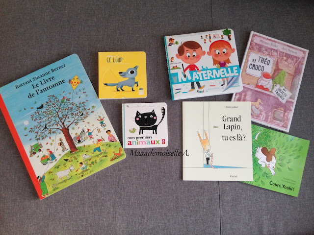 Le livre de l'automne - Le loup - Mes premiers animaux - La maternelle - Théo et Croco aux objets trouvés - Grand lapin, tu es là ? - Cours, Youki !