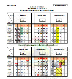 KALENDER PENDIDIKAN TAHUN AJARAN 2019/2020 PROVINSI JAWA TENGAH