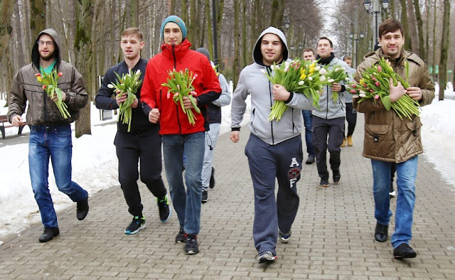 If you are in Russia, then you will notice how men buy flowers on March 6-8 (traditionally it is tulips)