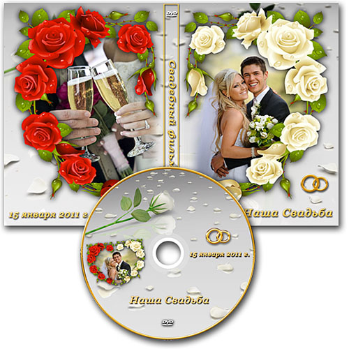 Wedding DVD cover and blowing on the disc Roses