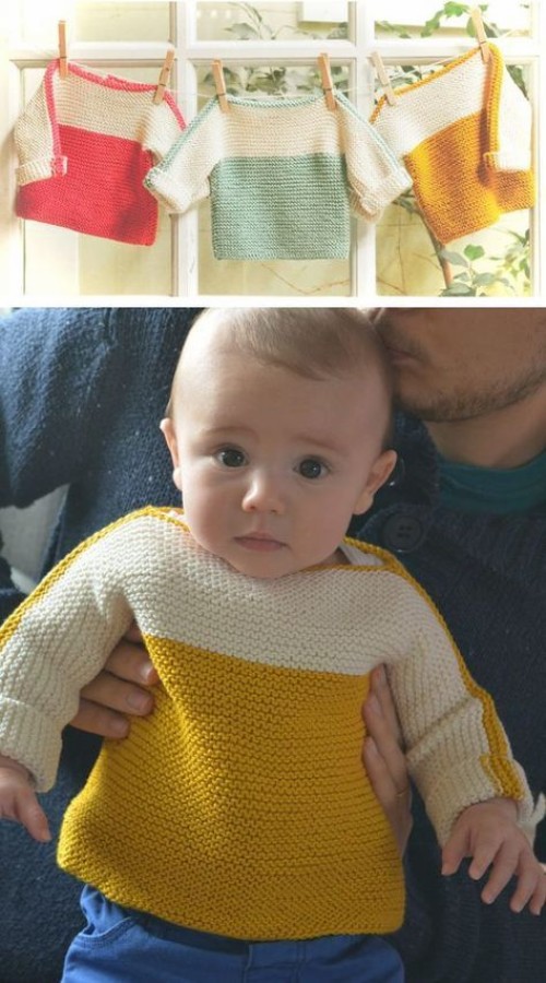 French Macaroon Baby Sweater - Free Knitting Pattern