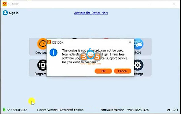 Activate CGDI CG100X Software 3