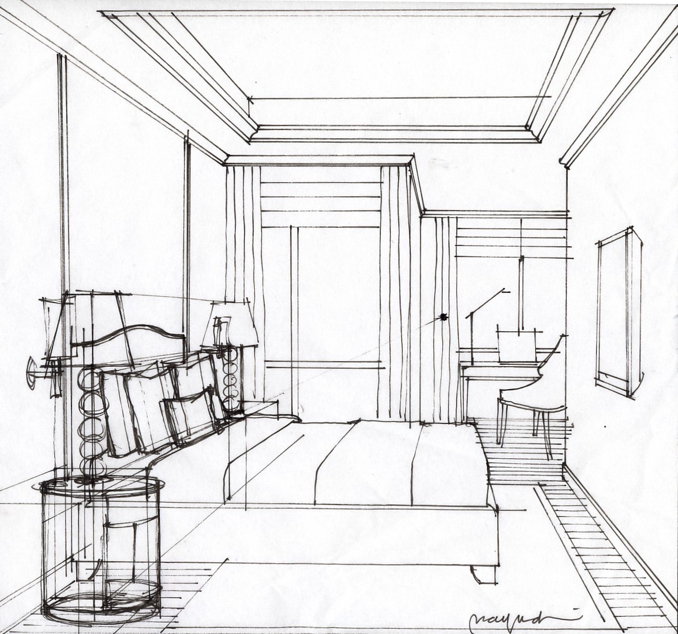 Yandi Prayudhi sketsa  interior  step by step