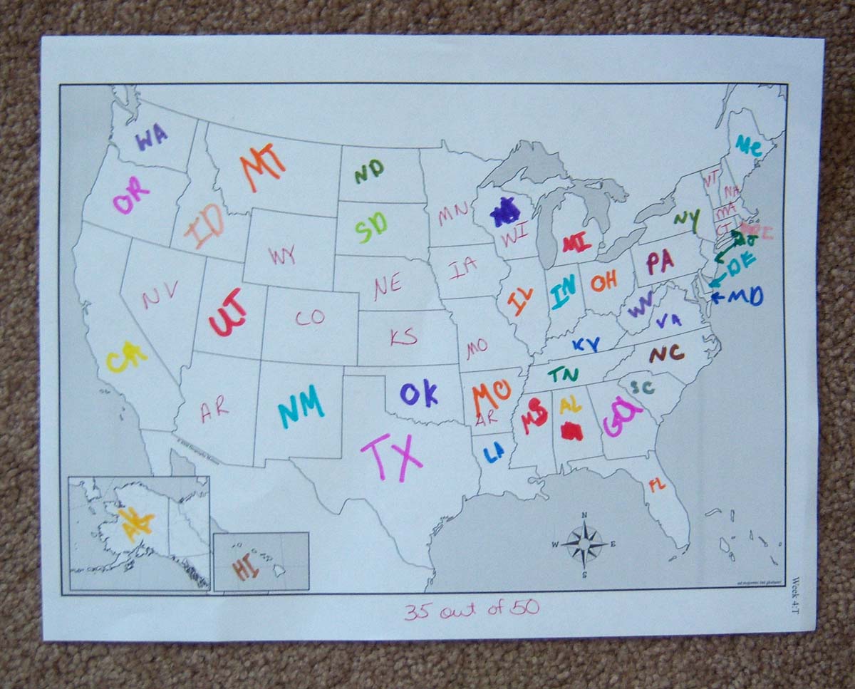 50 States Names And Abbreviations