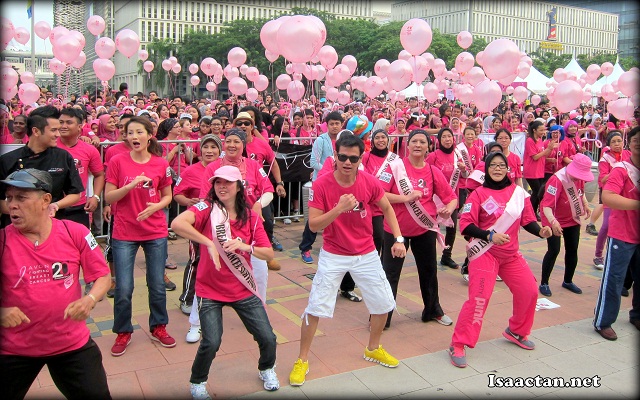 Local celebrities and Avon ambassadors having a fun dance