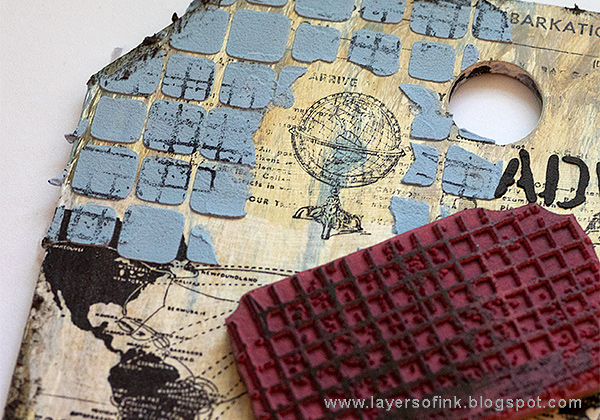 Layers of ink - Sea Journey Etcetera Tag Tutorial by Anna-Karin Evaldsson with Tim HOltz stencils