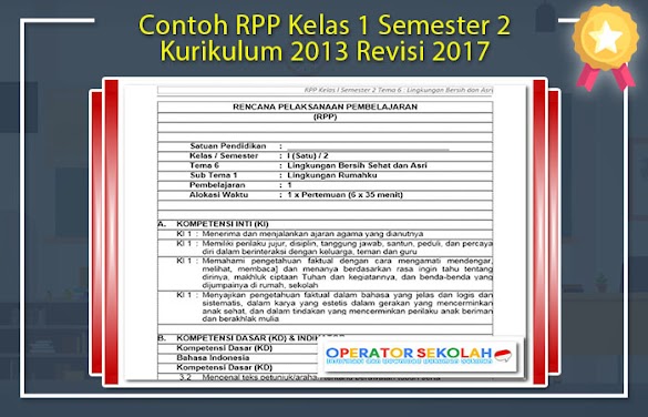 Contoh Rpp Kelas 1 Semester 2 Kurikulum 2013 Revisi 2017