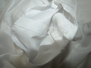 Inside view of the lining in a wedding dress