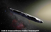 Artist rendtion of the Oumuamua Asteroid