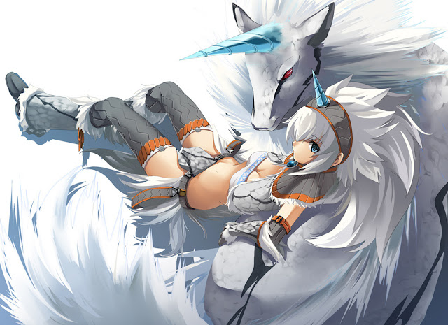   Girl White Hair Beast Anime HD Wallpaper Backgrounds Image Photo Picture d45.