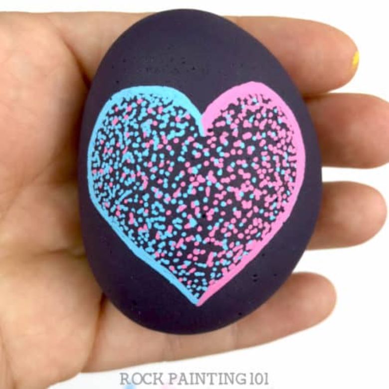 Easy pointillism painted rock art