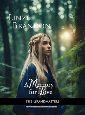 book cover, AI image woman in forest, A Memory for Love by Linzé Brandon