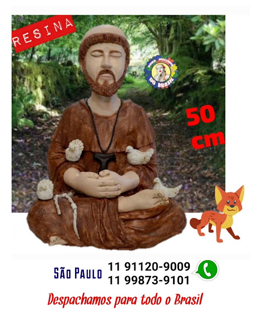 SÃO FRANCISCO DE ASSIS MEDITANDO,  DE RESINA