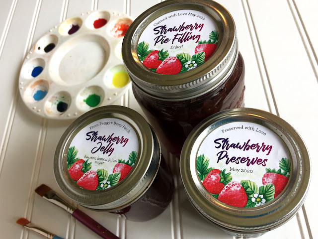 Custom Watercolor Strawberry canning labels