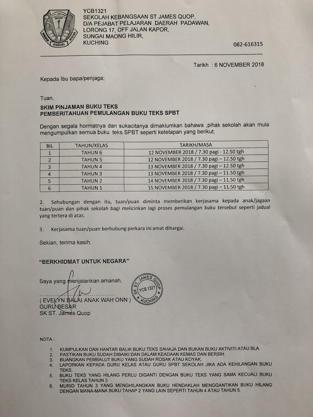 Surat Makluman Kepada Ppd 2020