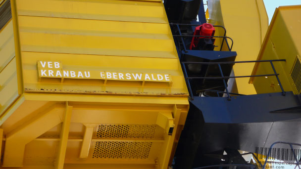 Yellow Crane from VEB Kranbau Eberswalde in Puerto Madero, Buenos Aires