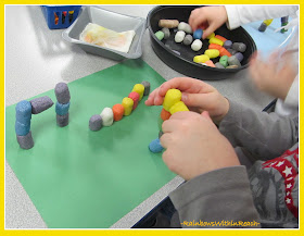 photo of: Preschool Fine Motor Work with Building Materials as Art Project