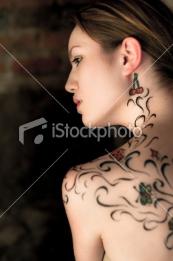 Lower back tattoo girl sexy art