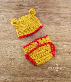 Bear diaper and hat crochet pattern