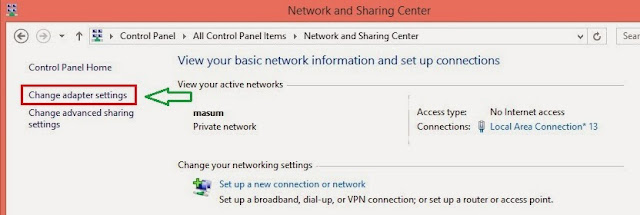 network and sharing center