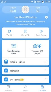 buat yang dulu pernah instal aplikasi OY indonesia dan mendapat pulsa dari aplikasi itu Chat pake Aplikasi OY sanggup pulsa 