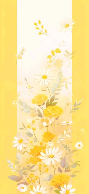 Papel de Parede Fundo Amarelo com Flores