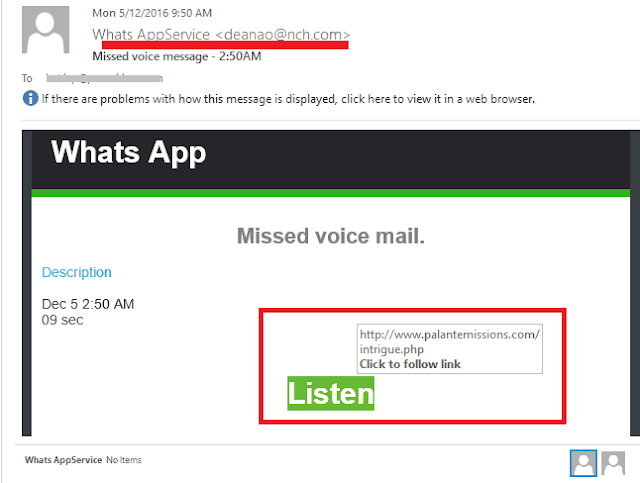 Phishing email: Whats App