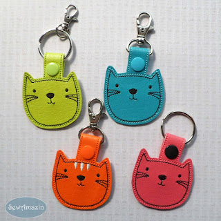  Cute Cat Key Chain, Green, Blue, Orange, Pink