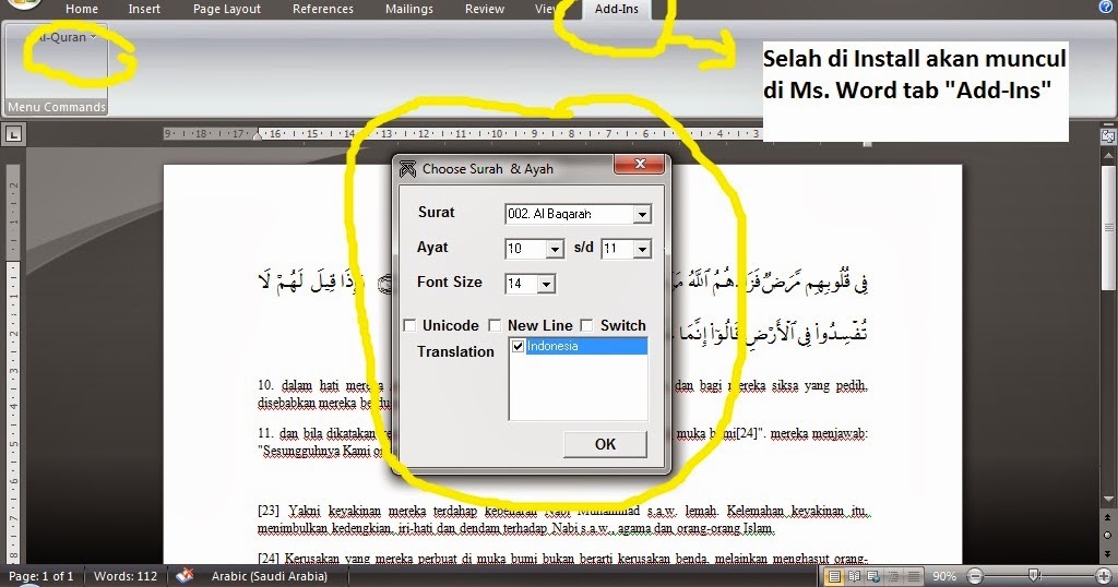 Mambak Maur: Software Al-Quran in Ms. Word
