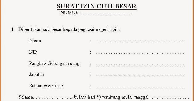 Contoh Surat Izin Cuti Besar ~ PorosIlmu.com