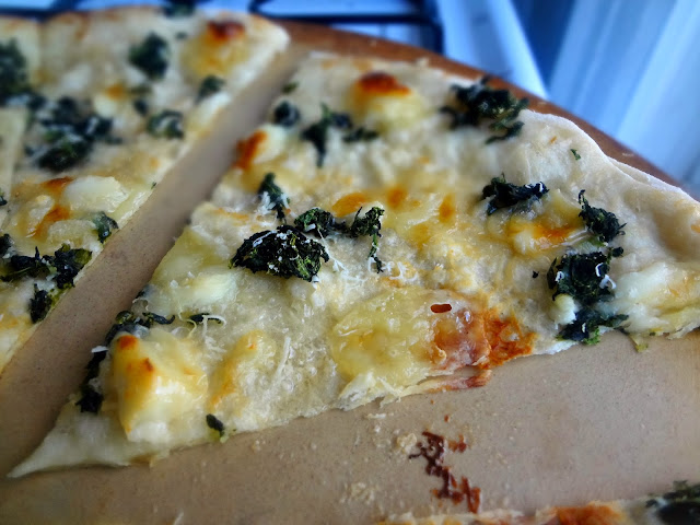 Chevre and Spinach Pizza with Truffle Honey