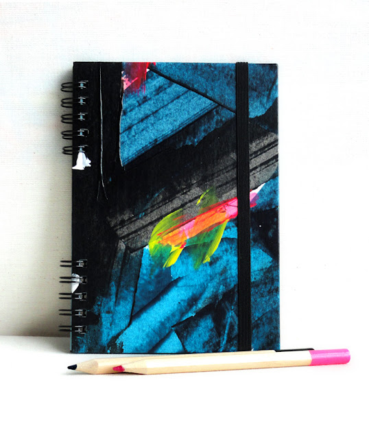 Blue & Black notebook A6. Handbound notebook. Handpainted notebook. Blue Stationery 