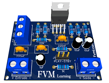 PCI Amplificador HI-FI 60W - Alta Fidelidade com o TDA2052 - fvml