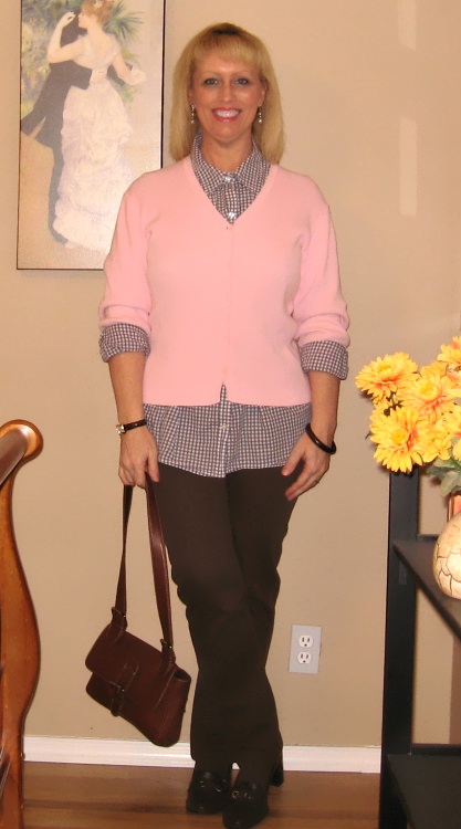 pink cardigan and blouse