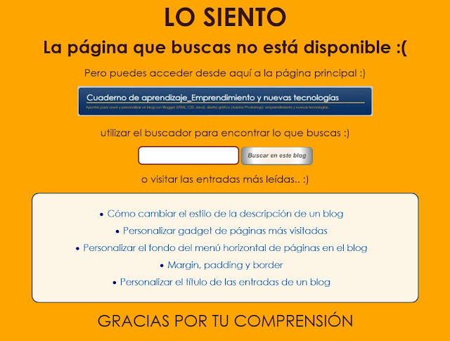 Mensaje personalizado 404