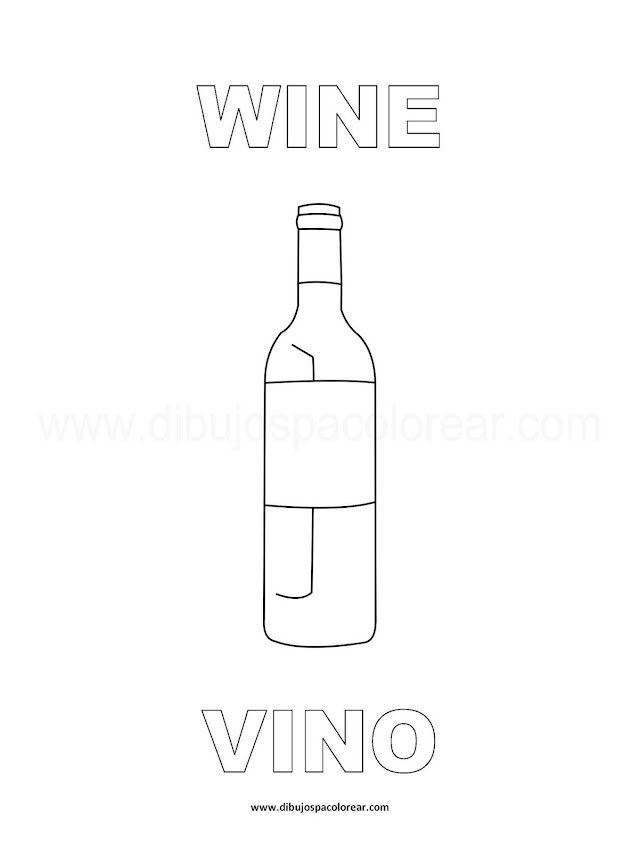 Dibujos Inglés - Español con V: Vino - Wine