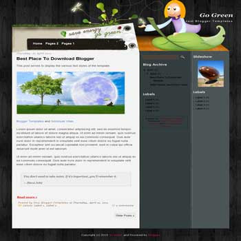 Go Green Blogger Template. blogger template from wordpress theme