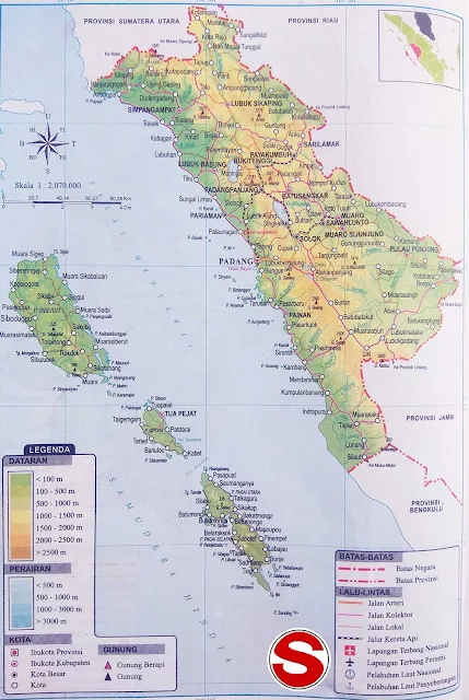 Gambar Peta Provinsi Sumatera Barat Lengkap Penjelasannya