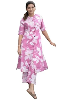 ANNI DESIGNER Women’s Printed Rayon Viscose Kurta Pant Set | High Neck Straight Kurta | Stylish Ethnic Wear for Daily & Festive Use