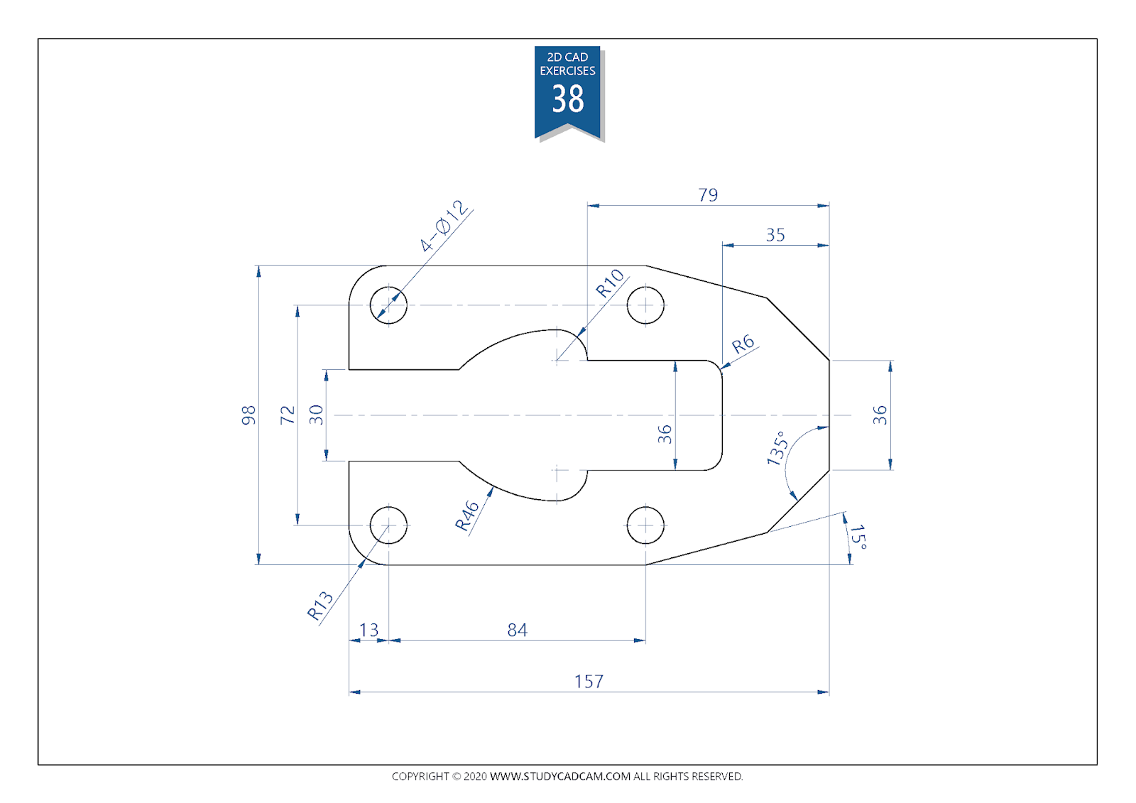  2D  CAD  EXERCISES 38 STUDYCADCAM