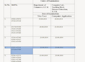 kuk-Date-sheetDate sheet for Viva-Voce & Computer Application Practical Examination of M.Com