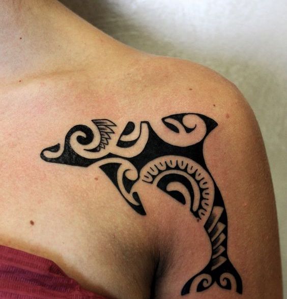 Dolphin-Tribal-Shoulder-Tattoo