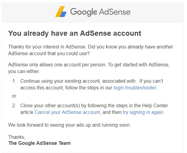 mail from Google Adsense.