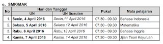 Jadwal UN SD/SMP/SMA 2015